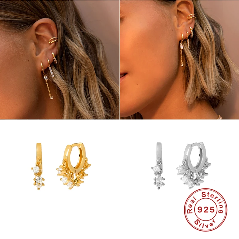 

Personality 925 Sterling Silver Hoop Earrings For Women Colorful Earrings Pendientes Birthday brinco Exquisite Jewelry