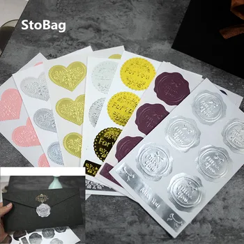 

StoBag 120pcs Stereoscopic Relief Bronzing Sealing Sticker Embossed Retro Decorative Stamp Envelope Art DIY Handmade Decorating