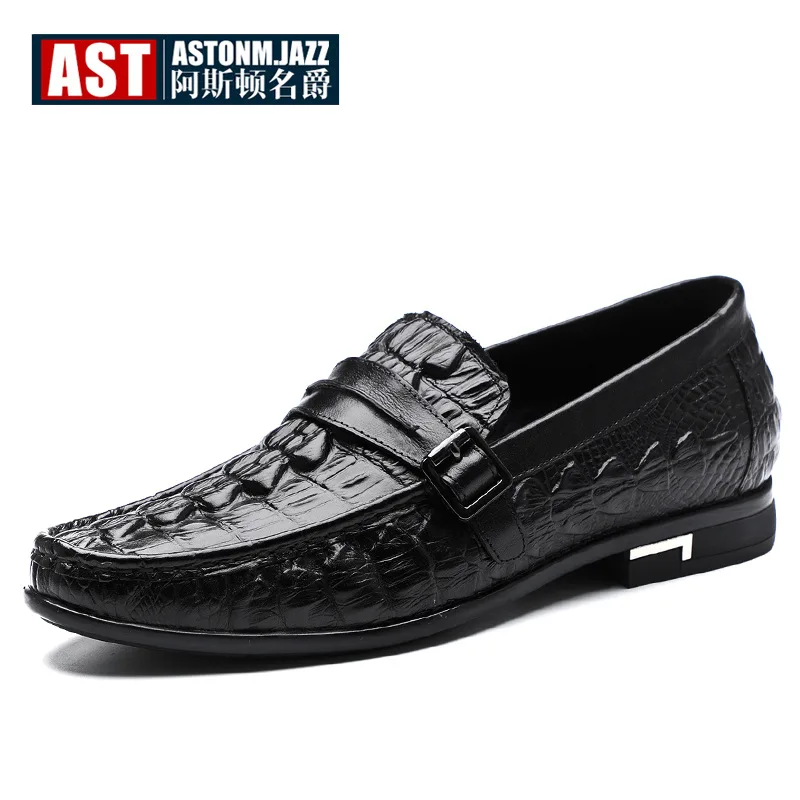 

Versatile Genuine Leather Moccosins Men's England Large Size Crocodile Pattern Casual Leather Shoes Soft Bottom Shoes Men Shoes