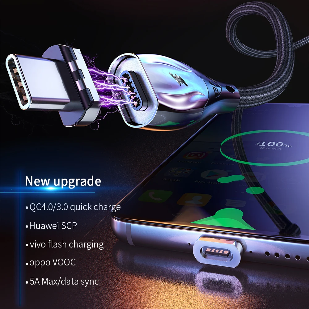 Магнитный USB кабель Essager 5 А Type C|Кабели для мобильных телефонов| |