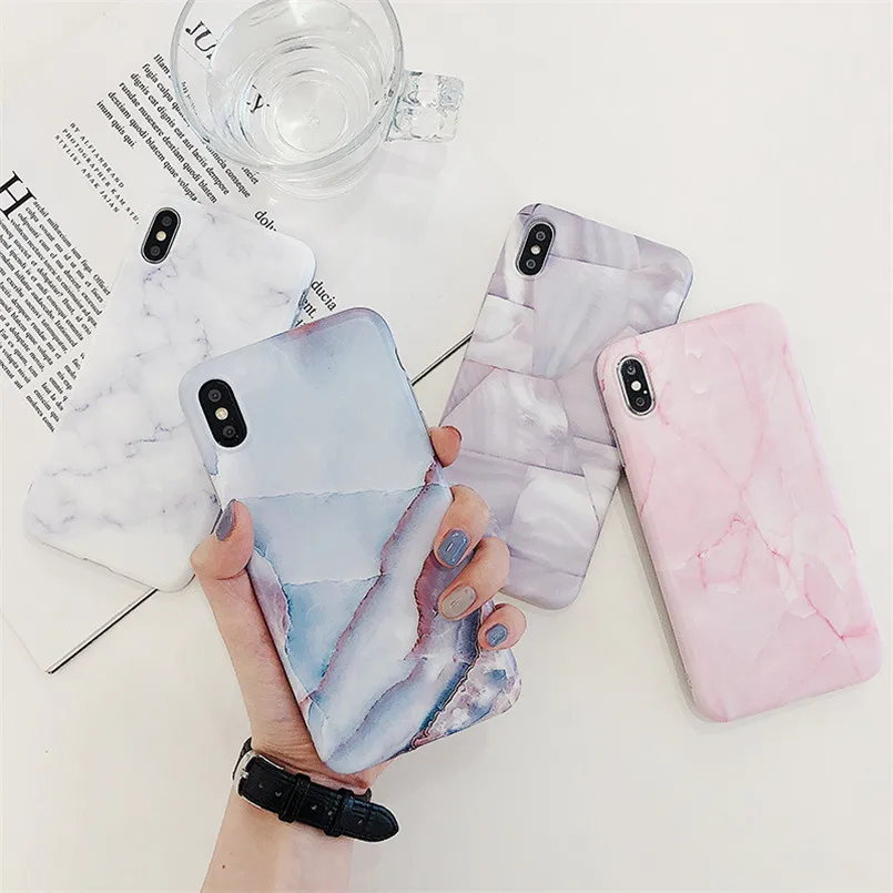 Phone Case For Apple iPhone 6 6s 7 8 Plus Luxury Glossy Granite Stone Marble Texture Cover 11 Pro X XS Max XR Shell |