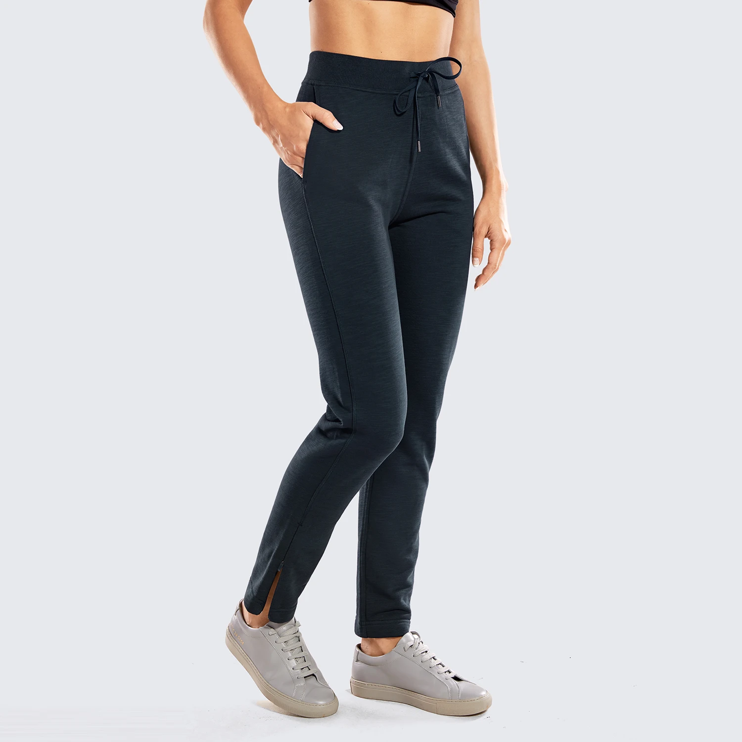 True Navy03 SYROKAN женские джоггеры повседневные хлопковые спортивные штаны на молнии тренировочные штаны с карманами - Цвет: True Navy03