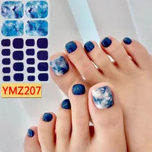 

1Sheet Blue Marble Adhesive Toe Nail Sticker Glitter Style Tips Full Cover Leopard Toe Nail Art Supplies Foot Decal for Girl