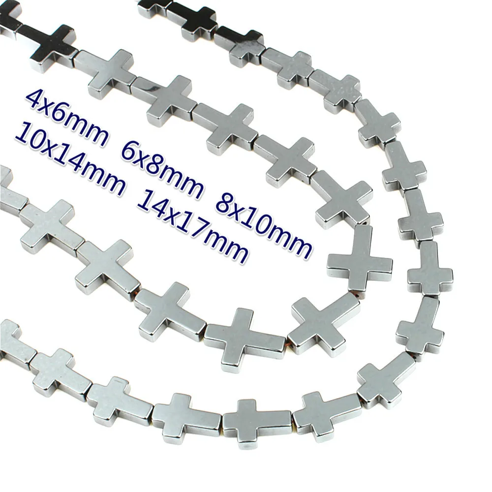 Натуральный камень гематит крест свободные бусины 6x8 мм 10x14 Черный цвет С