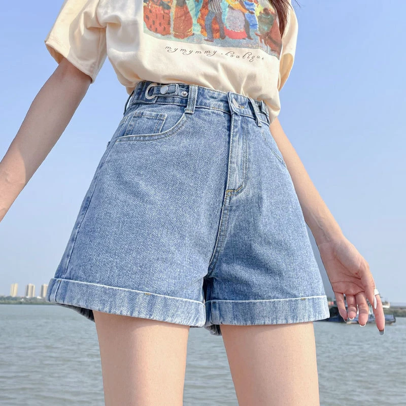 cortos de verano para mujer, vaqueros de alta, informales, modernos, de talla coreanos|Pantalones cortos| - AliExpress