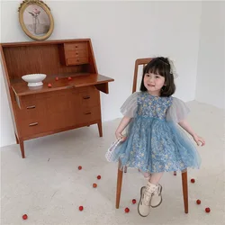 Jupe d'été en gaze pour filles, nouvelle Version coréenne de robe de princesse douce et moelleuse de Style occidental pour enfants, été 2021 