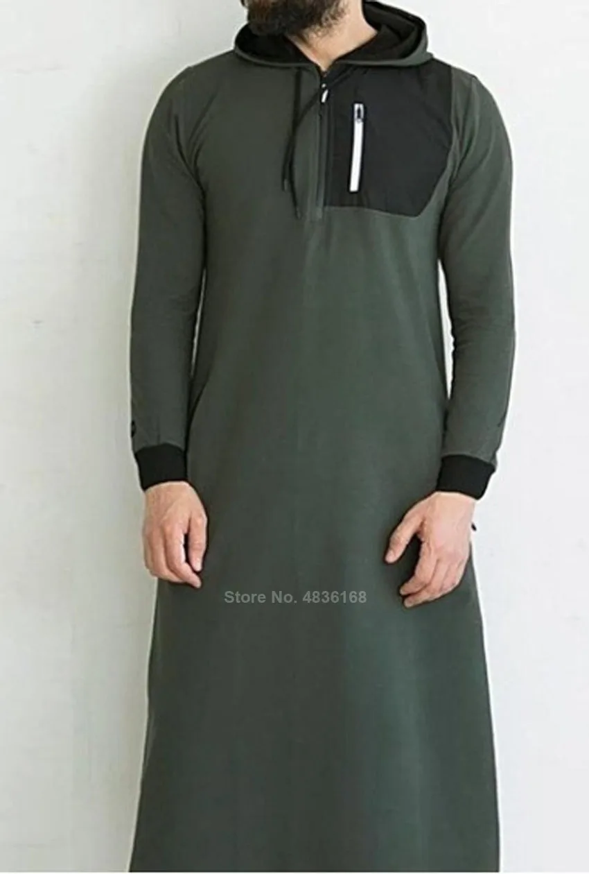 Платье в мусульманском стиле Костюмы Для мужчин Пакистан халат Саудовская Аравия, футболка с капюшоном, Костюмы dubai длинный рукав сплошной Абаи мужской Тауб кафтан