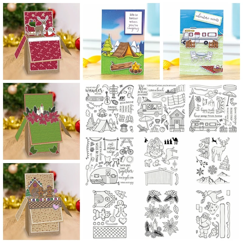 

Santa Elk sleigh Gingerbread Beach Camper Transparent Stamp Clear Stamps for DIY Scrapbooking Card Crafts 2020 new