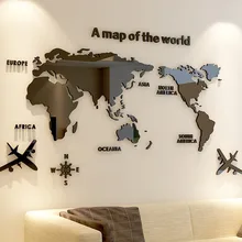 Европейская версия карта мира акриловые 3D стены Стикеры для Гостиная офисные домашний декор карта мира стены Стикеры s детская 8