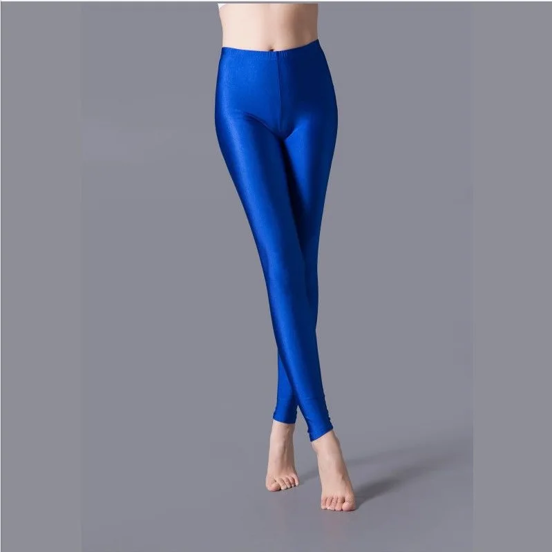 VISNXGI Women Shiny Gym Pants Fitness Leggings Candy Color Ankle Length Trousers Solid Fluorescent Spandex Elastic New Bottom best leggings for women Leggings