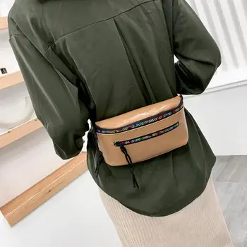 

Durable Chest Bag Colorful Zipper Purse Women Fanny PU Leather Shoulder Crossbody Pack Adjustable Belt Messenger Bags