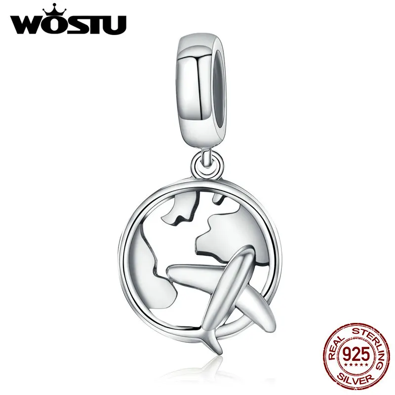 WOSTU New 925 Sterling Silver The Dream Of Traveling Dangle Beads Fit Original WOST Charm Bracelet DIY Jewelry Gift BKC242 | Украшения и