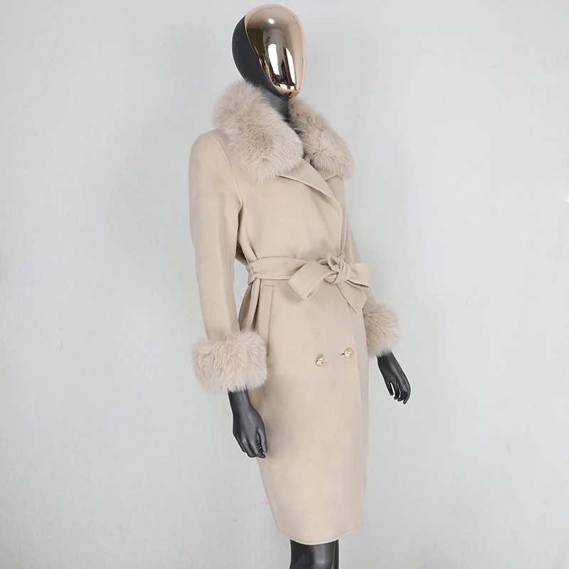 H40087c2dee874f1c8bd85c8db85376a8z 2021X-Long Natural Mongolia Sheep Real Fur Coat Autumn Winter Jacket Women Double Breasted Belt Wool Blends Overcoat Streetwea