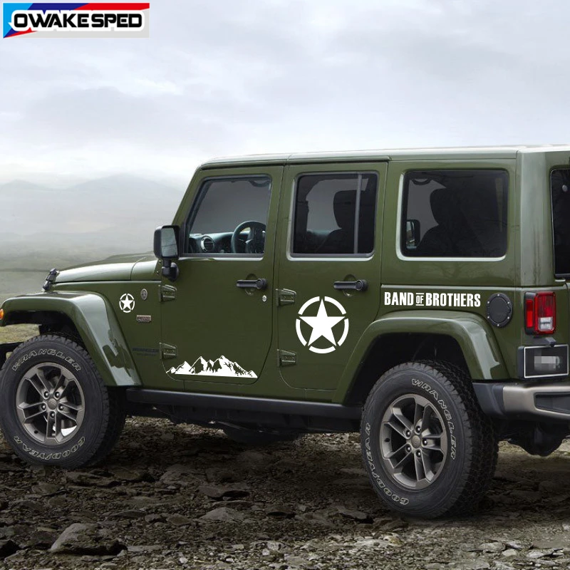 

8 PCS Car Stickers For Jeep-Wrangler Mountain Range Sticker ARMY Star Graphics Vinyl Decals Automobile Body Decor Stickers