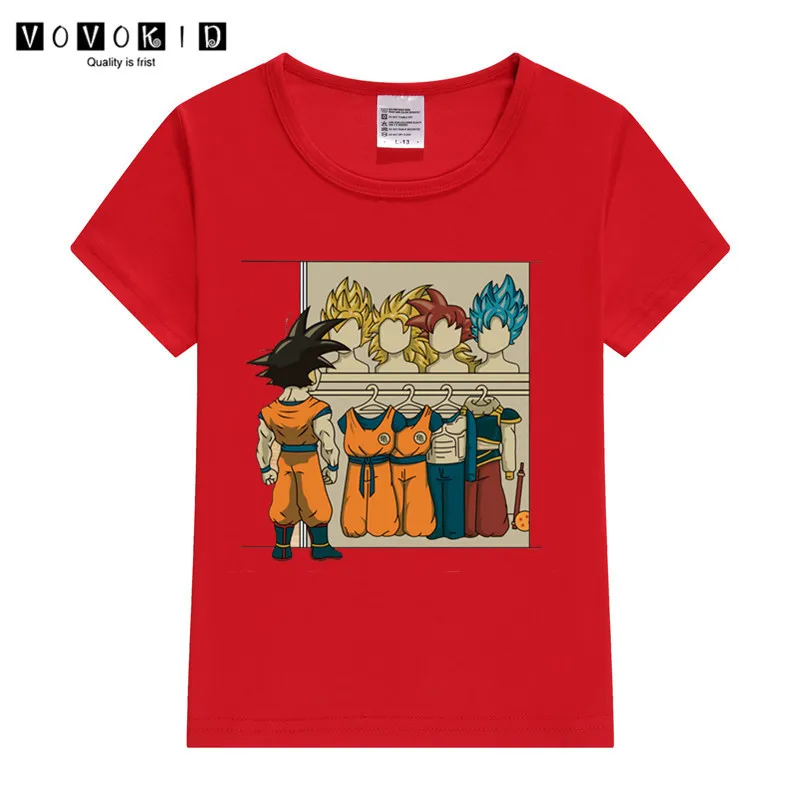 Футболка с принтом «Dragon Ball Z Super Son Goku» для маленьких девочек и мальчиков детская футболка с принтом «Король льва» рубашка на День Благодарения - Цвет: T75D-red