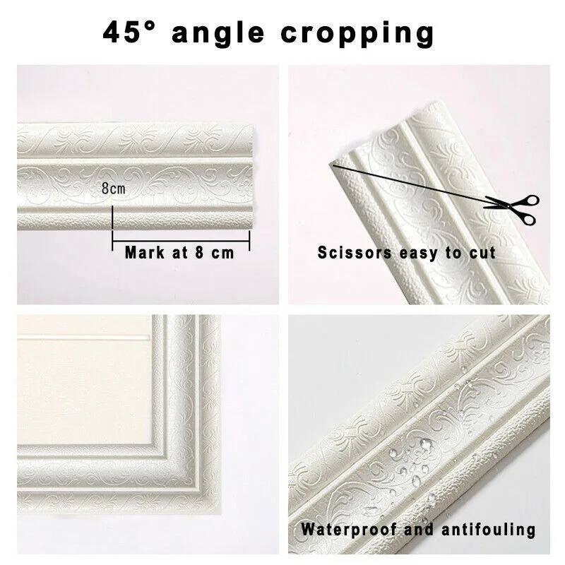 Отделка стен линии плинтуса границы 3D узор стикер декор самоклеющиеся Водонепроницаемый полосы для дома TN99