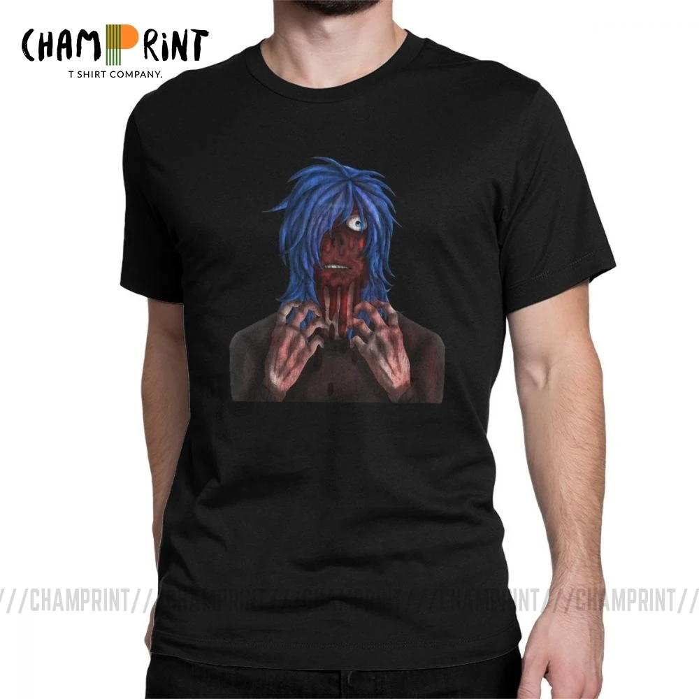 Sally Face Blue Wig T-Shirts Men Novelty Pure Cotton Tee Shirt Crew Neck Short Sleeve T Shirts Gift Idea Tops |