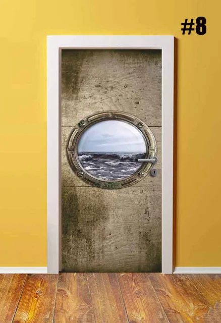 Самоклеющиеся Ретро наклейки для двери DIY ПВХ на дверь Водонепроницаемая Входная наклейка для домашнего декора печатная художественная картина - Цвет: Door XRK1596-08