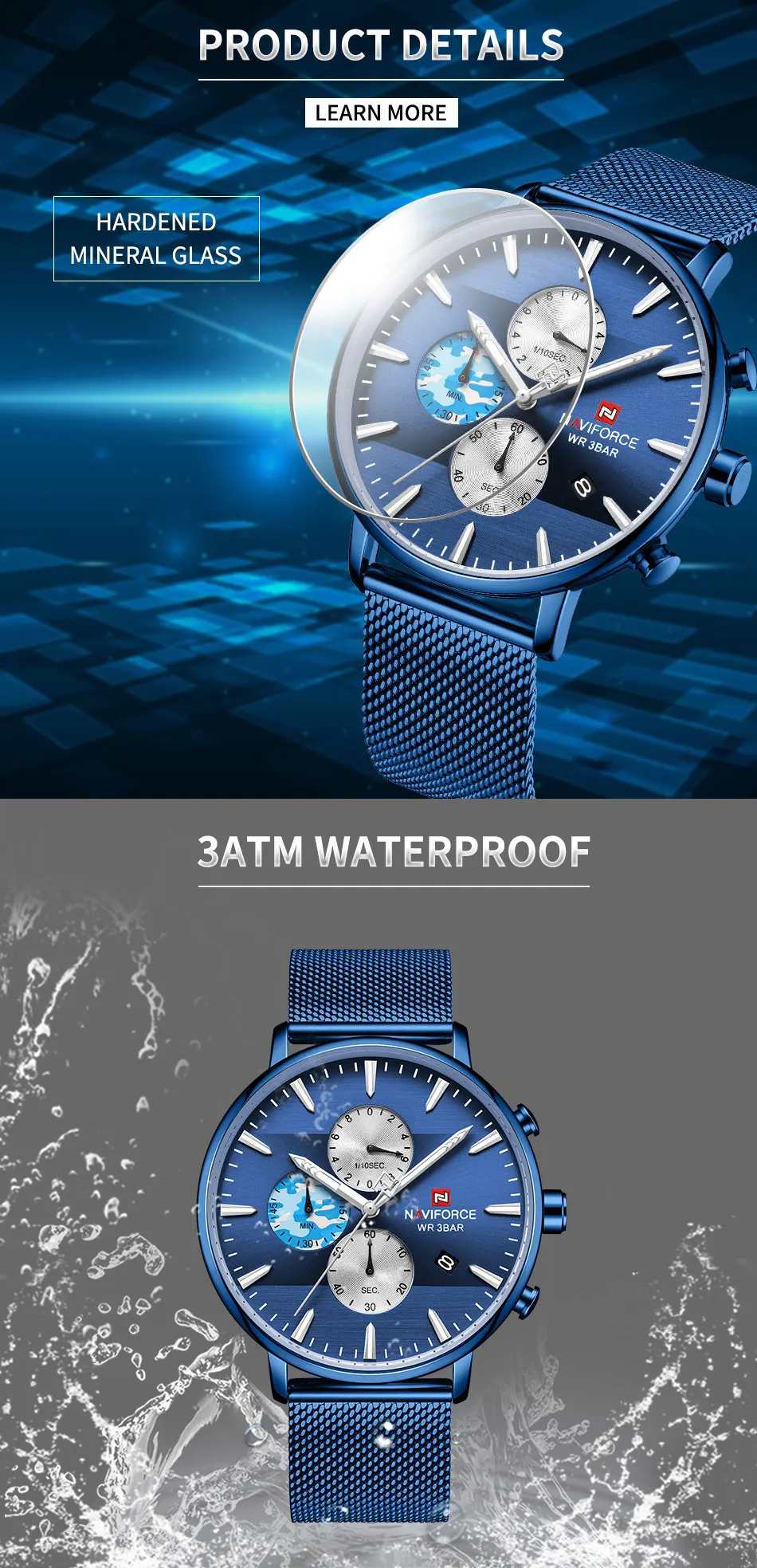 Новинка NAVIFORCE Топ люксовый бренд модные мужские часы хронограф водонепроницаемые спортивные кварцевые часы мужские часы Relogio Masculino
