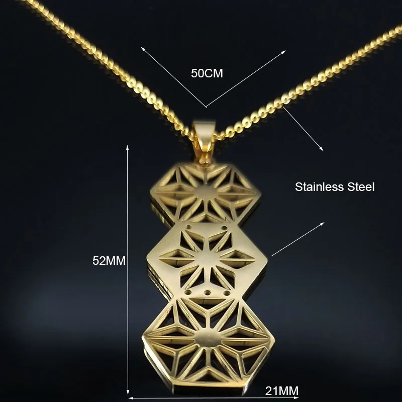 New Fashion Flower of Life Stainless Steel Chain Necklace for Women Silver Color Necklace Jewelry joyas mujer N19307 - Окраска металла: long 50 cm O GD