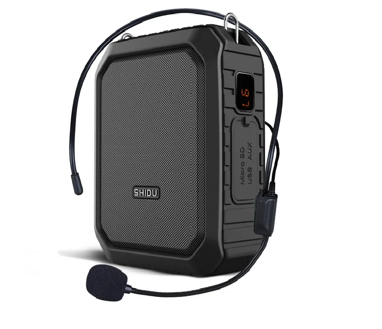Мигофон Аудио усилитель звука SHIDU-M800(проводной микрофон)прослушка шпионская колонки подставки дерево аудио усилитель микрофон гарнитура Проводной громкоговоритель смены megafono подставка под телефон дерево - Цвет: Черный