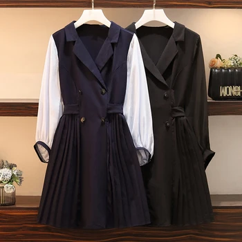 

Will spring han edition big yards fat mm fertilizer increased the new fashion chiffon stitching dress