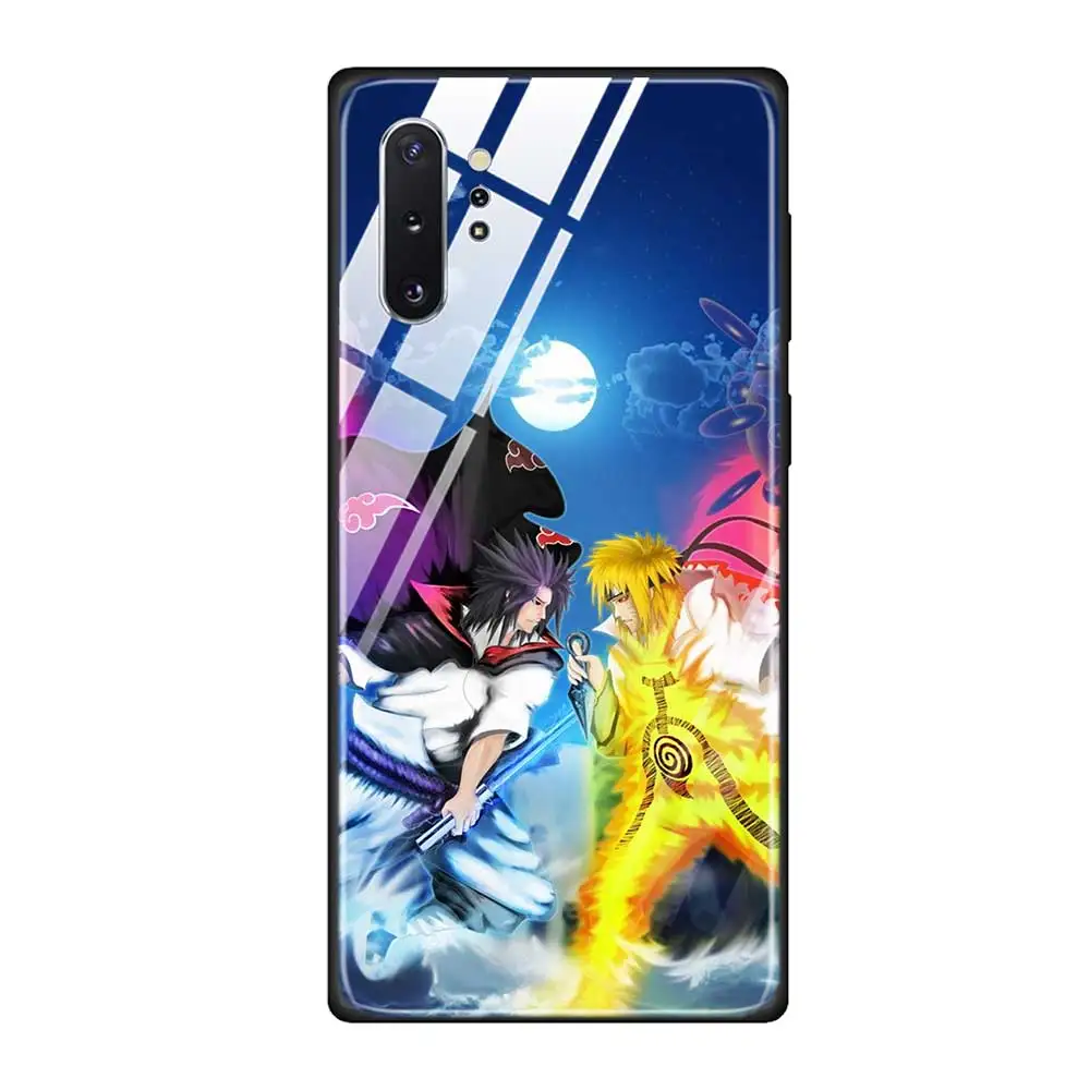 Чехол для телефона из закаленного стекла для Samsung Galaxy S10 S10E S9 S8 Note 9 10 105G Plus A50 A30 TPU Мягкий край чехол аниме Наруто - Цвет: T13