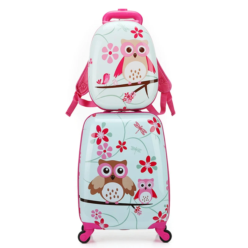 GraspDream Brand Children Rolling Luggage Set Backpack Kid Suitcase Wheels Cute Cartoon Trolley Case Carry on Student Travel Bag