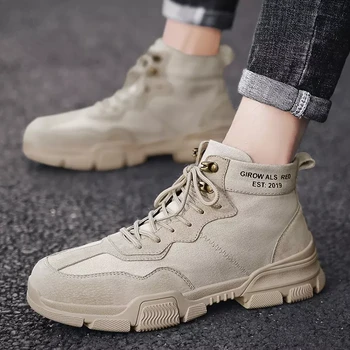 

2020 Rubber shoes for men botas High martin safety Male boots Army fashion leather