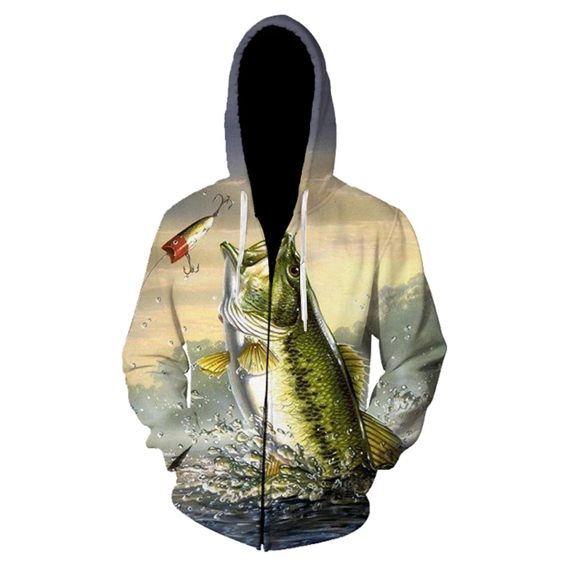 New Fashion Sweatshirt Men / Women 3d Hoodies Print animal fish grass carp pattern Slim Unisex Slim Stylish Zipper Hoodies - Цвет: picture color