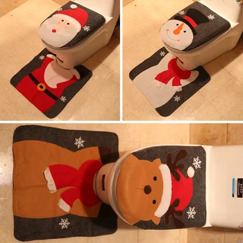 

Luanqi Toilet Decoration Santa Claus Bathroom Mat Christmas Toilet Seat & Cover Christmas Toilet Lid New Year Xmas Decoration
