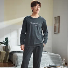 Men's Pajama Sets Autumn Man Pajamas Set Simple Sleepwear Long Sleeve Pure Cotton Pajamas For Men Plus Size 4XL Leisure Outwear Men's Pajama Sets Autumn Man Pajamas Set Simple Sleepwear Long Sleeve Pure Cotton Pajamas For Men Plus Size 4XL Leisure Outwear