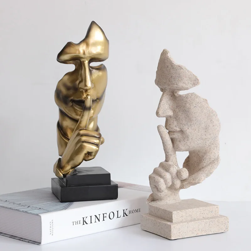 Resin Ornaments 27cm Resin Silence is Golden Mask Statue