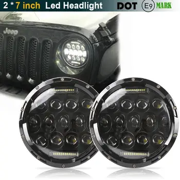 

7 Led Headlight Kit 75w 35w H4 H13 Hi-Lo Beam The Daytime Running Light for Jeep Wrangler JK TJ Lada Niva 4x4 4wd