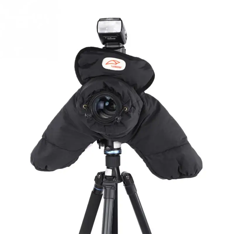 Черный Открытый зимний термальный теплый DSLR камера мягкий чехол протектор Водонепроницаемый ветрозащитный чехол использовать для-35 градусов морозной погоды - Цвет: Черный