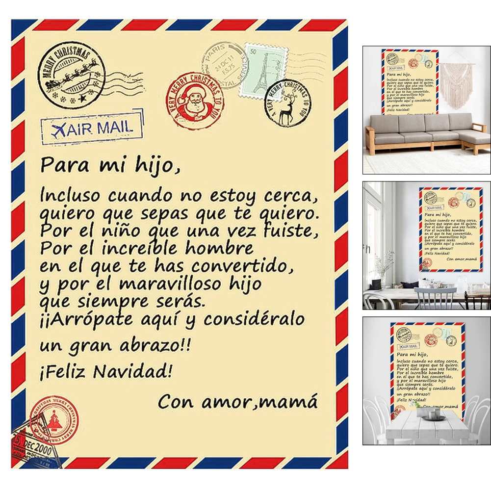 Letter Printed Blanket Air Mail Flannel Blanket Personalized Custom