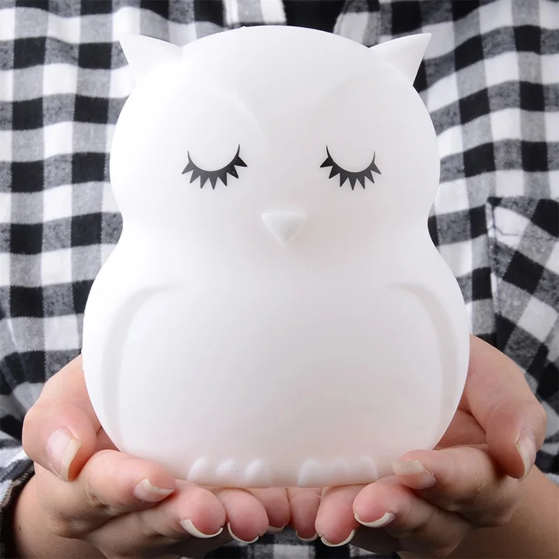 Cute Owl Cartoon LED Lamp Colorful  Creative Silicone Night Light Children's Toy Lamp Bedroom Decoration USB charging Light