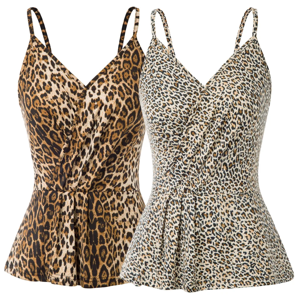 Модный укороченный Топ для женщин с леопардовым узором Camisole Cami Топы на бретельках с v-образным вырезом сексуальная летняя яркая короткая пляжная одежда для женщин