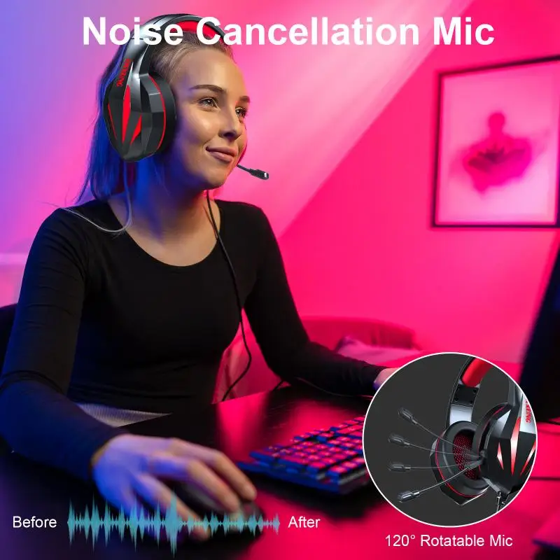 J5 Gaming Headphone LED Professinal Music Earphone Head mounted Wired Gaming Headset W Mic Stereo Bass Headphone Colorful
