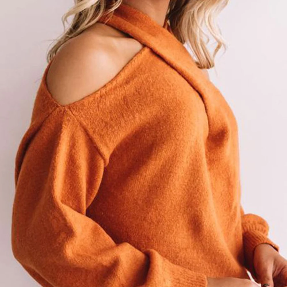 Bohisen 2019 New Women's Fashion Casual Halter Neck Sweater Knitted Stretchy Pullover Sweaters Solid Color Choker Sweater Bohisen 2019 New Women's Fashion Casual Halter Neck Sweater Knitted Stretchy Pullover Sweaters Solid Color Choker Sweater