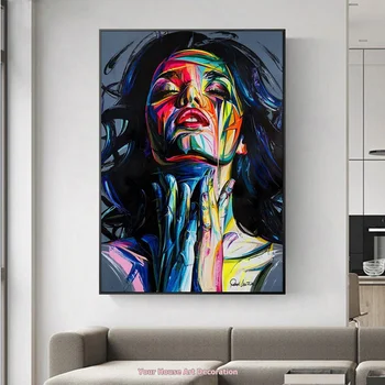

Colorful Abstract Girl Face Wall Art Print And Poster Canvas Painting Modern Graffiti Prints Home Decor Modular Pictures