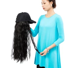 Модная женская черная шляпа, сшитая длинные кукурузные волосы, маленький волнистый парик, регулируемая бейсболка, вечерние наряды