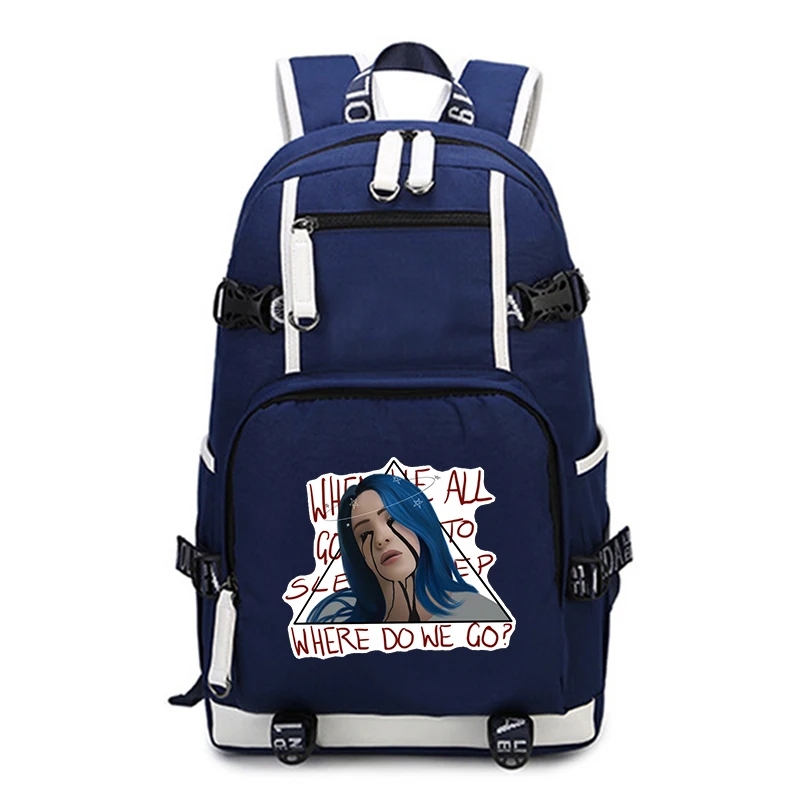 2 Холщовый Рюкзак Mochila Billie Eilish школьные сумки для подростков женщин и мужчин рок-мешок большой емкости удобный рюкзак для путешествий портфель - Цвет: 2