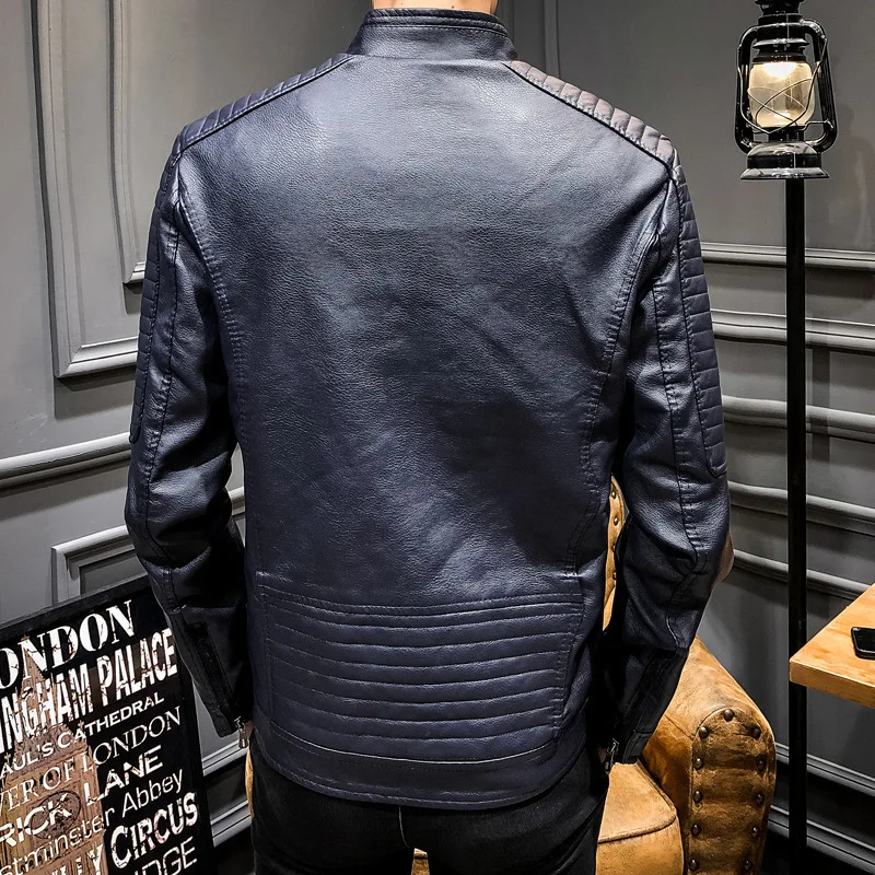 Модный бренд High Street искусственная кожа для мужчик куртка Байкер Slim Fit замшевые куртки для мужчин Твердые молнии ПУ Топы пальто DS50869