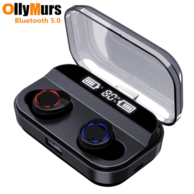 OllyMurs 5 0 Bluetooth гарнитура снижение шума Цифровой Дисплей IPX7 водонепроницаемый 3500
