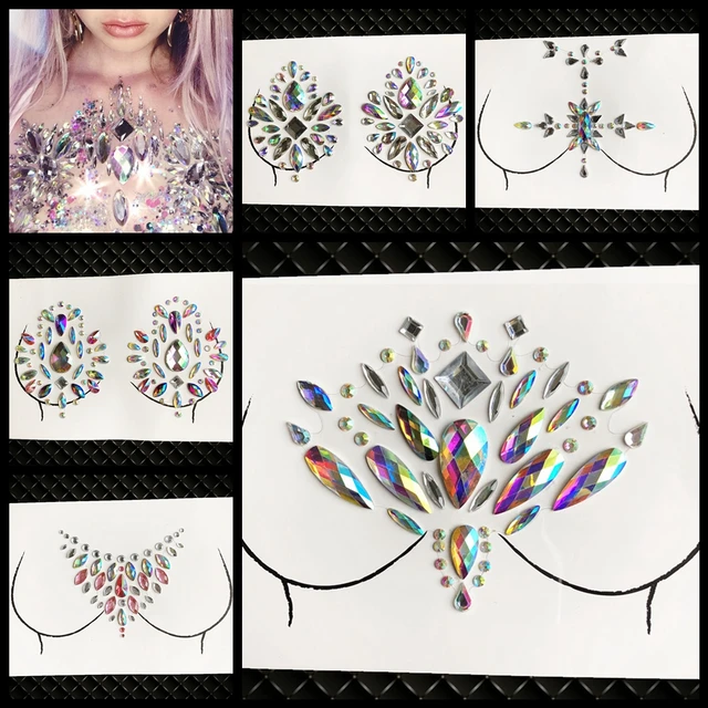 38 Styles Adhesive Sticky Gems Stickers Makeup Face Body Jewel Crystal  Festival 3D DIY Night Club Gems Stickers For Body Art