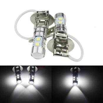 

ANGRONG 2x H3 453 Bulb 10 SMD LED Projector Head Daytime Running Fog Light DRL