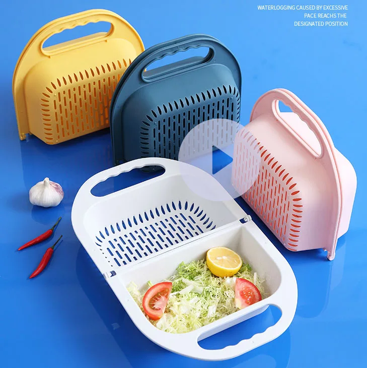 

Foldable Plastic Drain Basket Vegetable and Fruit Cleaning Filter Plate Multifunctional Fast Drying Basket Kitchen Storage Tool