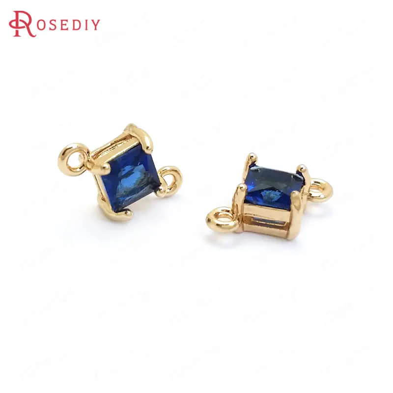 Sapphire Blue 37097) 10 шт. 10x6,5 мм 24K цвет шампанского Золотой Латунь и циркон 2 отверстия квадратное соединение подвески материал для изготовления украшений - Окраска металла: Sapphire Blue