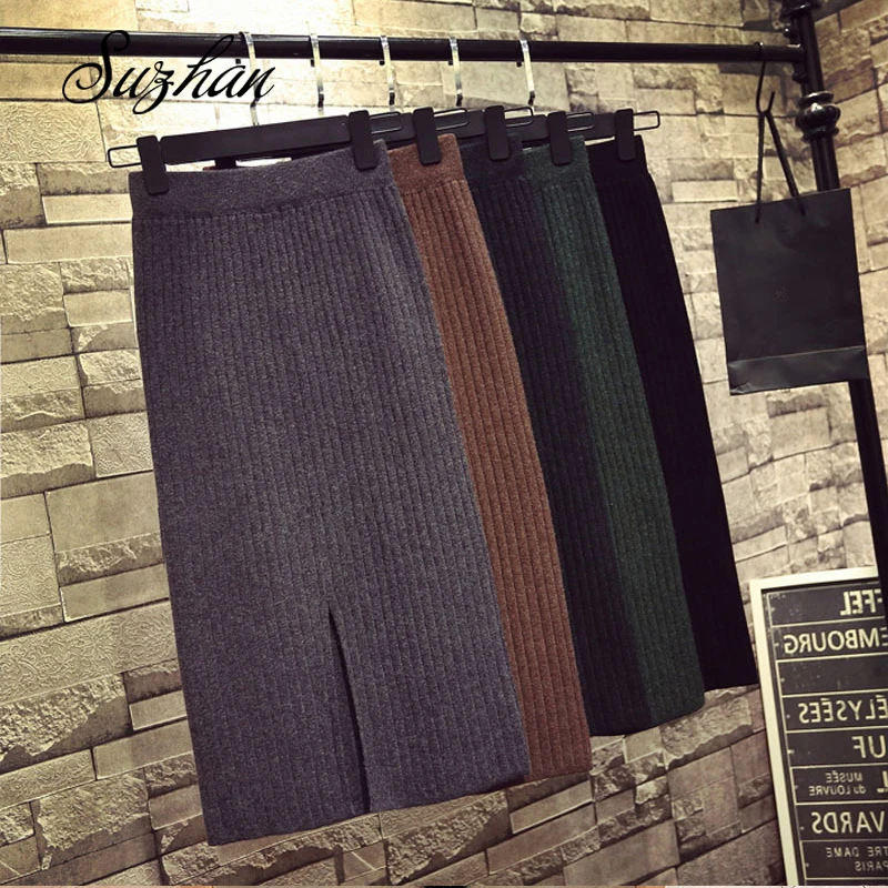 Женская облегающая юбка Suzhan черная Однотонная карандаш с высокой талией офисная